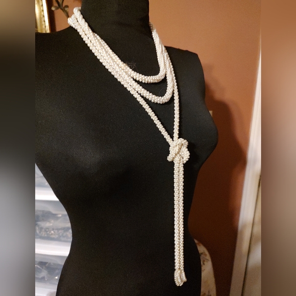 ▫️🎀▫️Elegant Vtg 80's Lusterous Art Deco Style Multi-Strand Seed Pearl Necklace - Picture 2 of 16